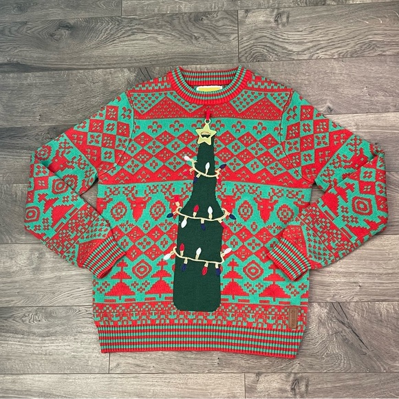 Tipsy Elves Men’s Large Bottle Opener Ugly Christmas Sweater - Picture 1 of 10